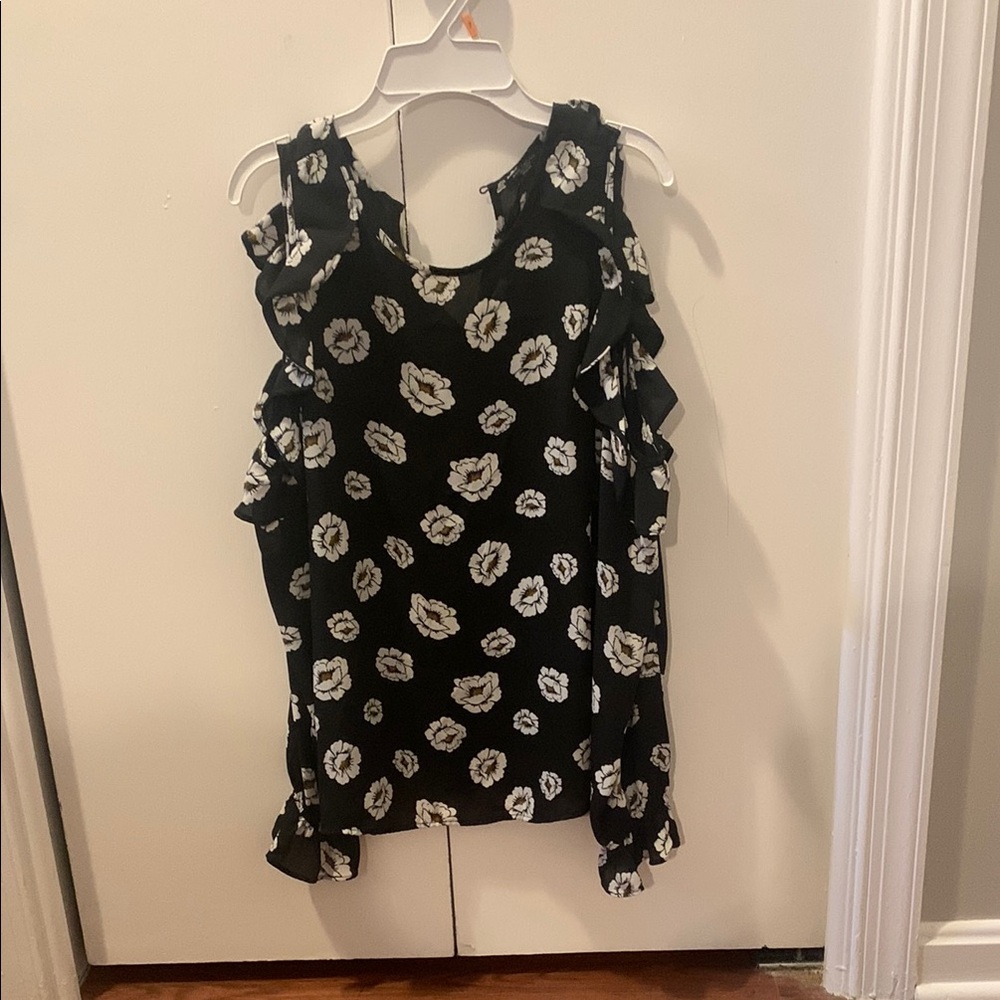 Floral Black Sleeveless Top Ann Taylor used